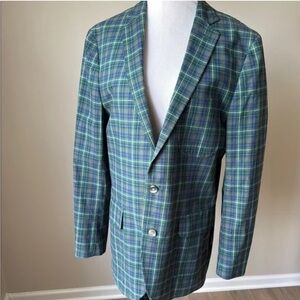 Lands' End Blue and Green Checkered Blazer